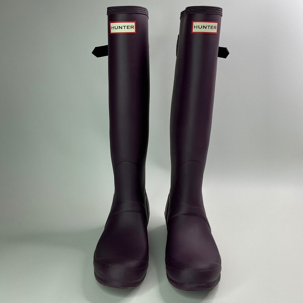 Hunter Plum Original Back Adjust Rain Boots Women Size 8 WFT1001RMA - Picture 7 of 16